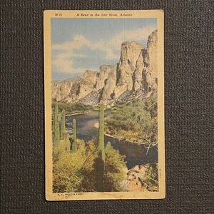 Vintage Postcard c1940s Salt River Bend Phoenix Valley Arizona